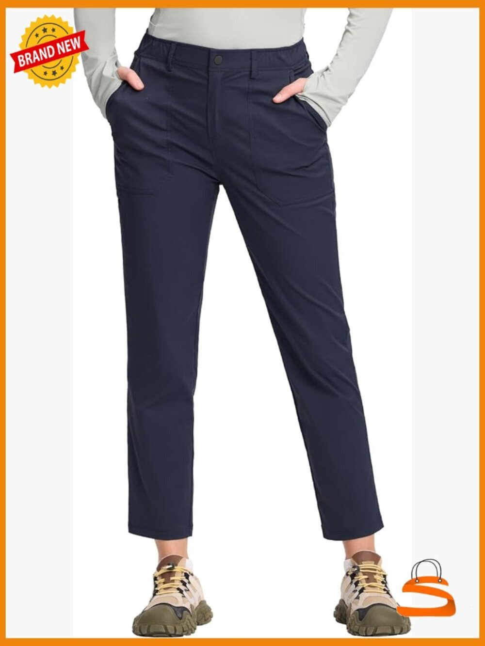Women's Stretch 7/8 Ankle Golf Pants Quick Dry 4 Pockets Hiking Work Travel